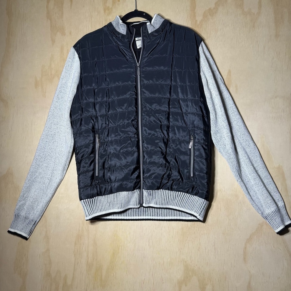 Scott James England Men’s Quilted Knit Hybrid Jacket Size L – Black & Gray‎